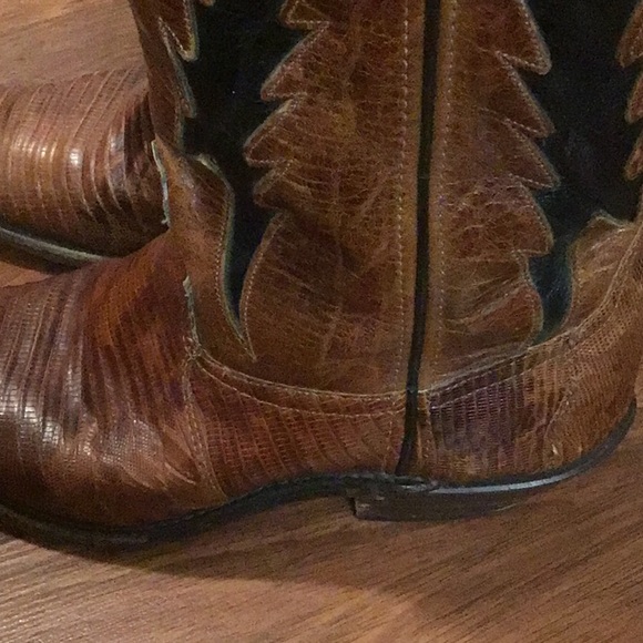 Vintage snakeskin leather cowboy boots high Sz 7.5 M - Picture 9 of 16